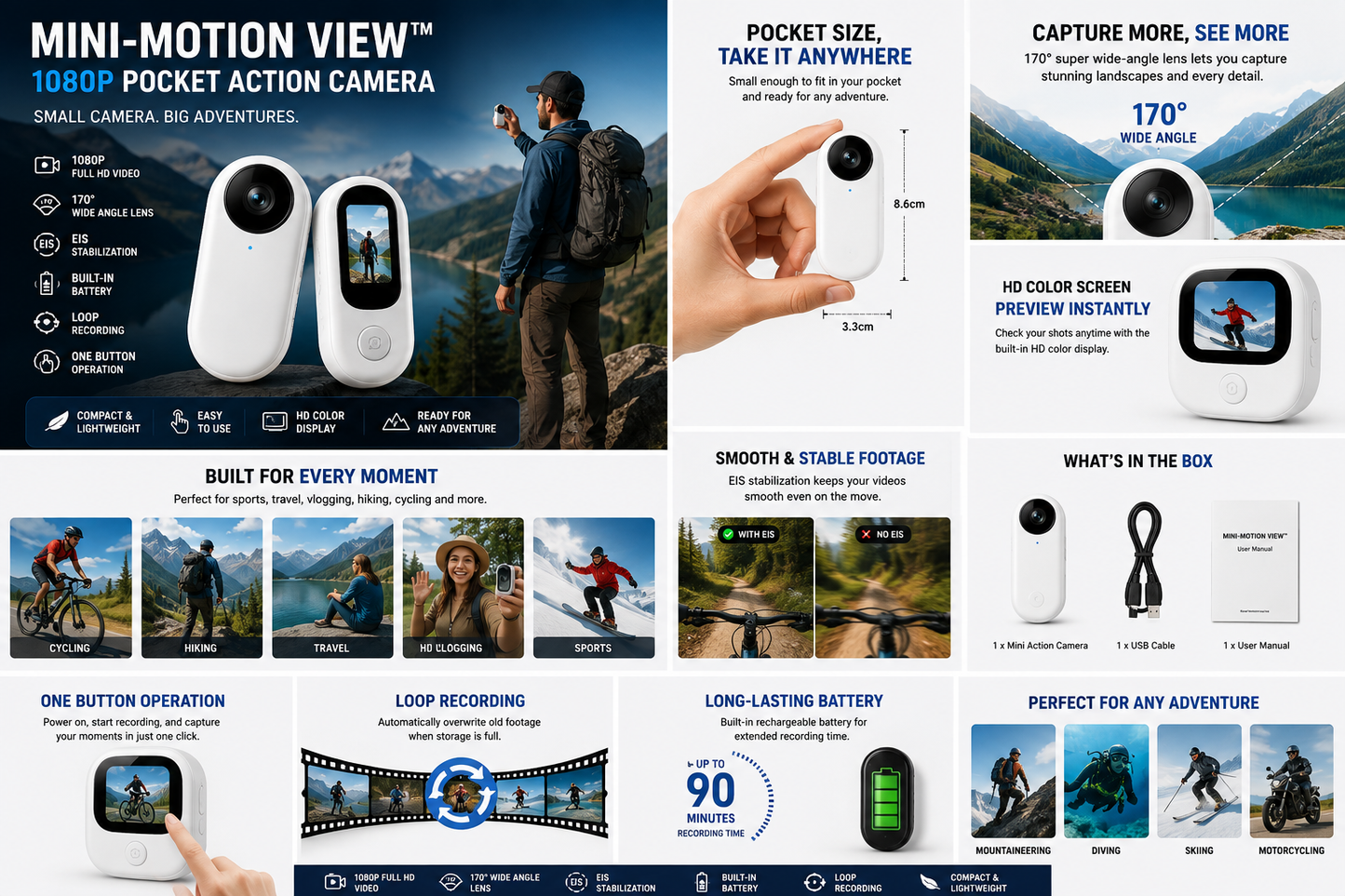 Mini-Motion View 1080P Pocket Action Camera