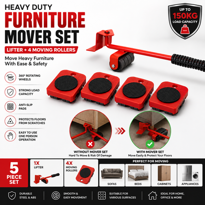 Heavy Duty Furniture Mover Set with Lifter & 360° Wheels | Furniture Moving Tool Kit