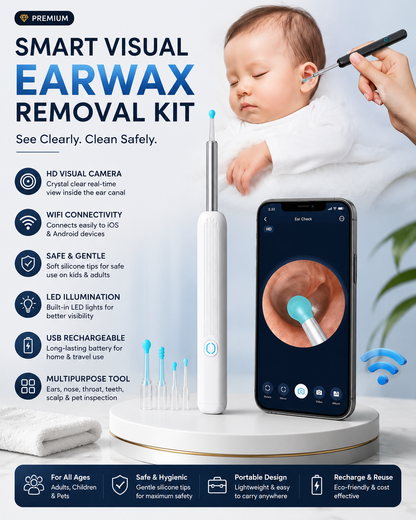 Professional Earwax Removal Kit – Reusable Ear Cleaner with Soft Silicone Tips